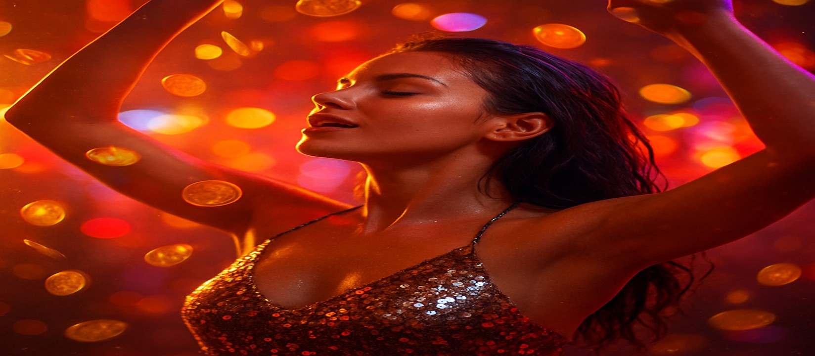 এভিয়েটর গেমে জয়লাভের আনন্দে উল্লসিত এক নারী, চারপাশে উড়ছে স্বর্ণমুদ্রা